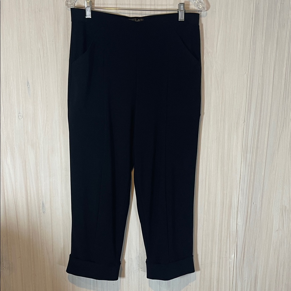 SYMPLI  BLACK PULL ON CROPPED CUFFED PANT 10